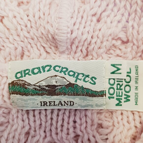 Aran Crafts Ireland, Medium, Pink Chunky Knit Merino Wool Long Hooded Cardigan - Picture 2 of 16